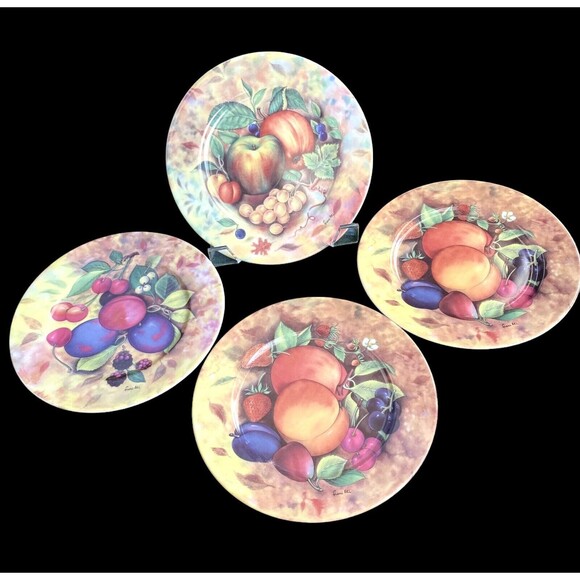 Fruit  Plates St. Limoges 7.5” Fruit Pattern, 4 dessert  bread Signed Fiorilli - Picture 1 of 14